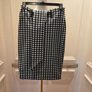 Anthropologie Maeve Skirt Small Gingham Knit Pencil Black White